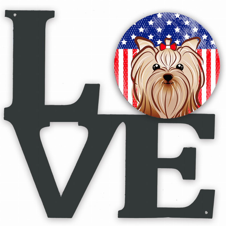 American Flag and Dog Face Metal Wall Artwork LOVE