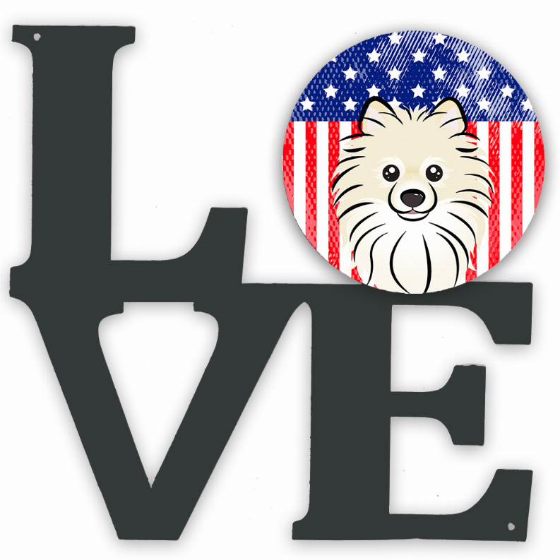 American Flag and Dog Face Metal Wall Artwork LOVE