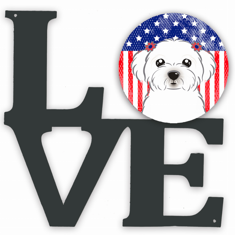 American Flag and Dog Face Metal Wall Artwork LOVE