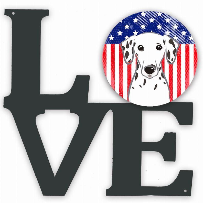 American Flag and Dog Face Metal Wall Artwork LOVE