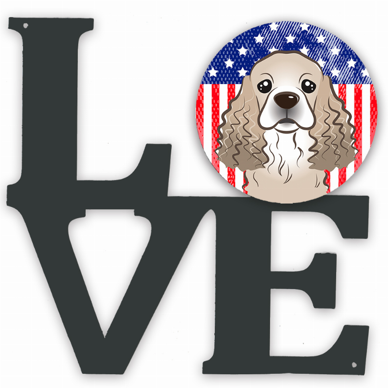 American Flag and Dog Face Metal Wall Artwork LOVE