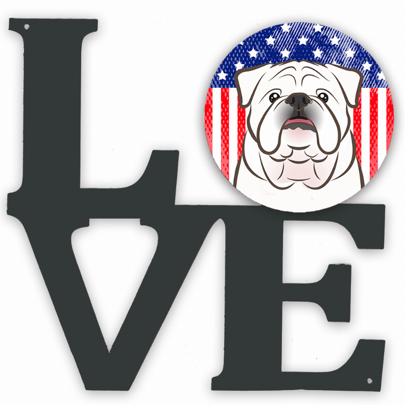 American Flag and Dog Face Metal Wall Artwork LOVE