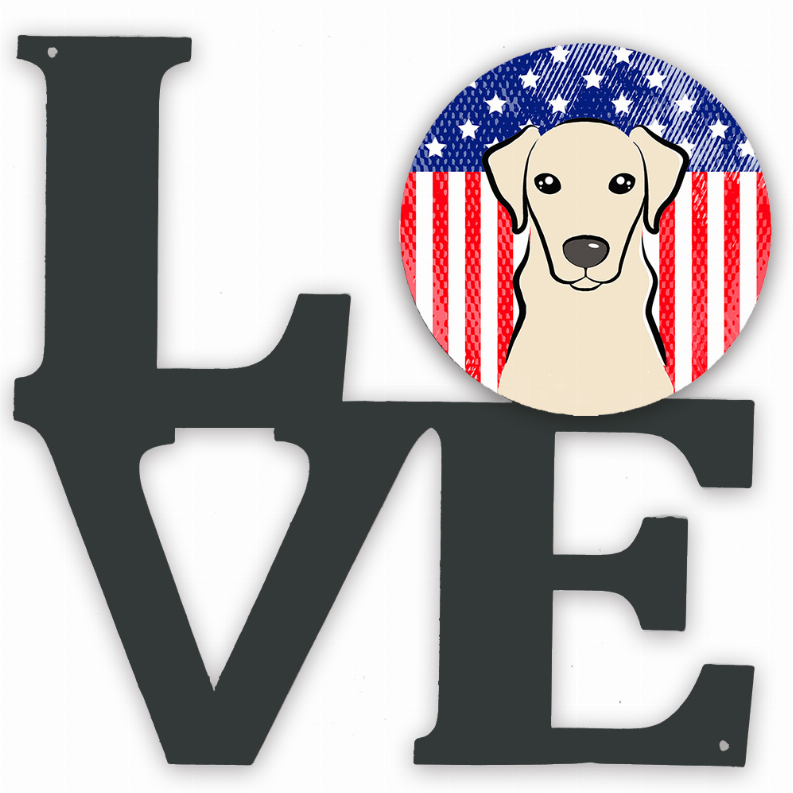 American Flag and Dog Face Metal Wall Artwork LOVE