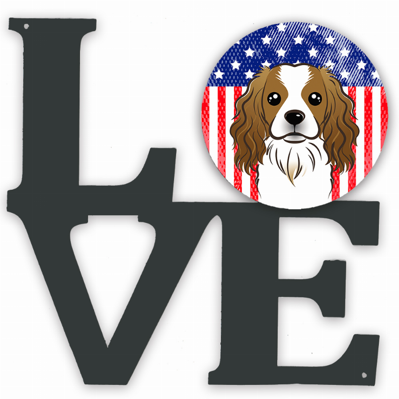 American Flag and Dog Face Metal Wall Artwork LOVE