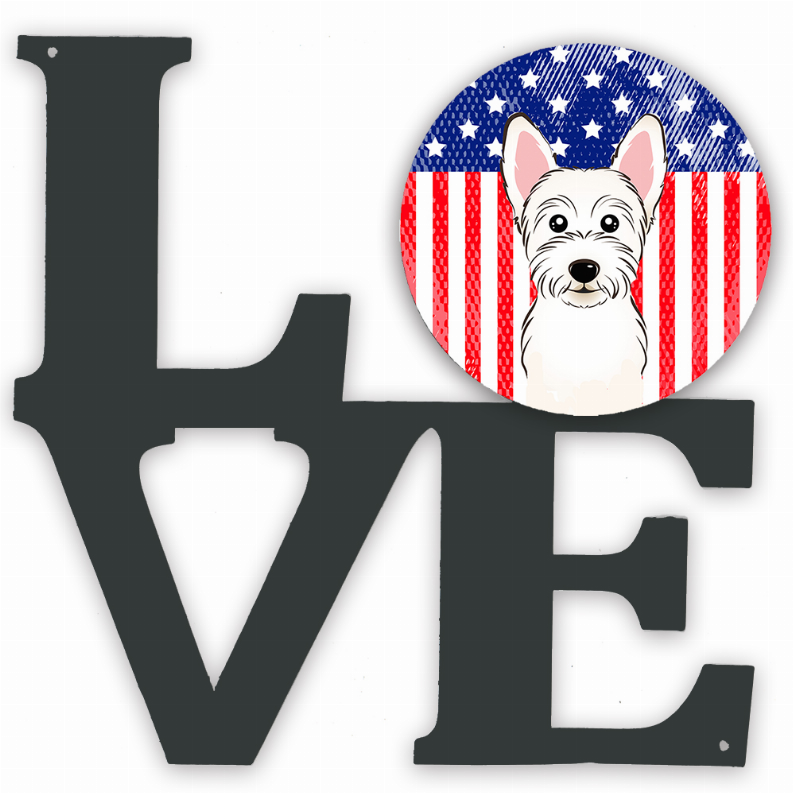 American Flag and Dog Face Metal Wall Artwork LOVE