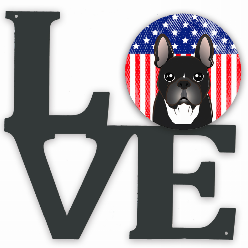 American Flag and Dog Face Metal Wall Artwork LOVE