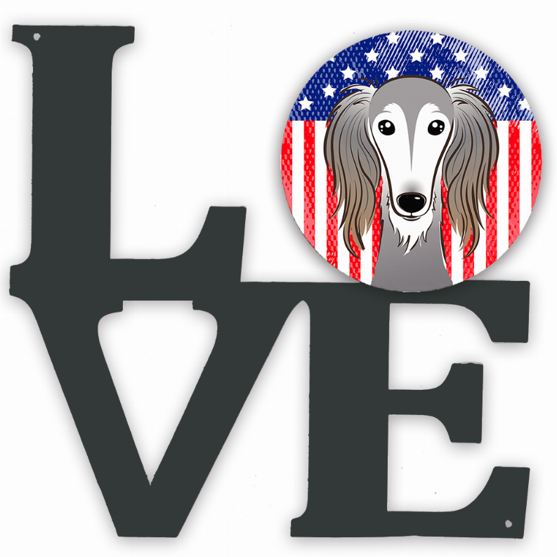 American Flag and Dog Face Metal Wall Artwork LOVE