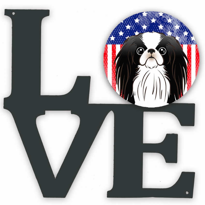 American Flag and Dog Face Metal Wall Artwork LOVE