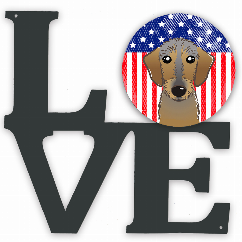 American Flag and Dog Face Metal Wall Artwork LOVE