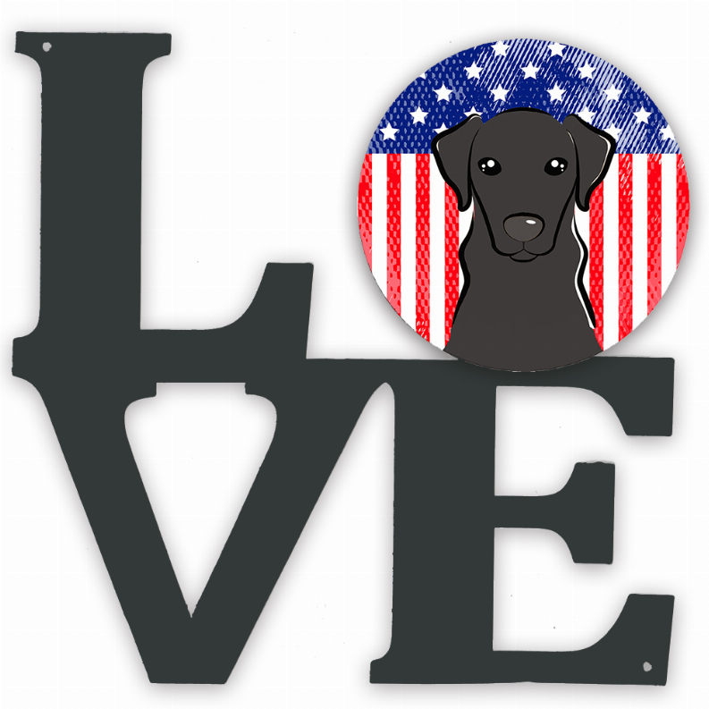 American Flag and Dog Face Metal Wall Artwork LOVE