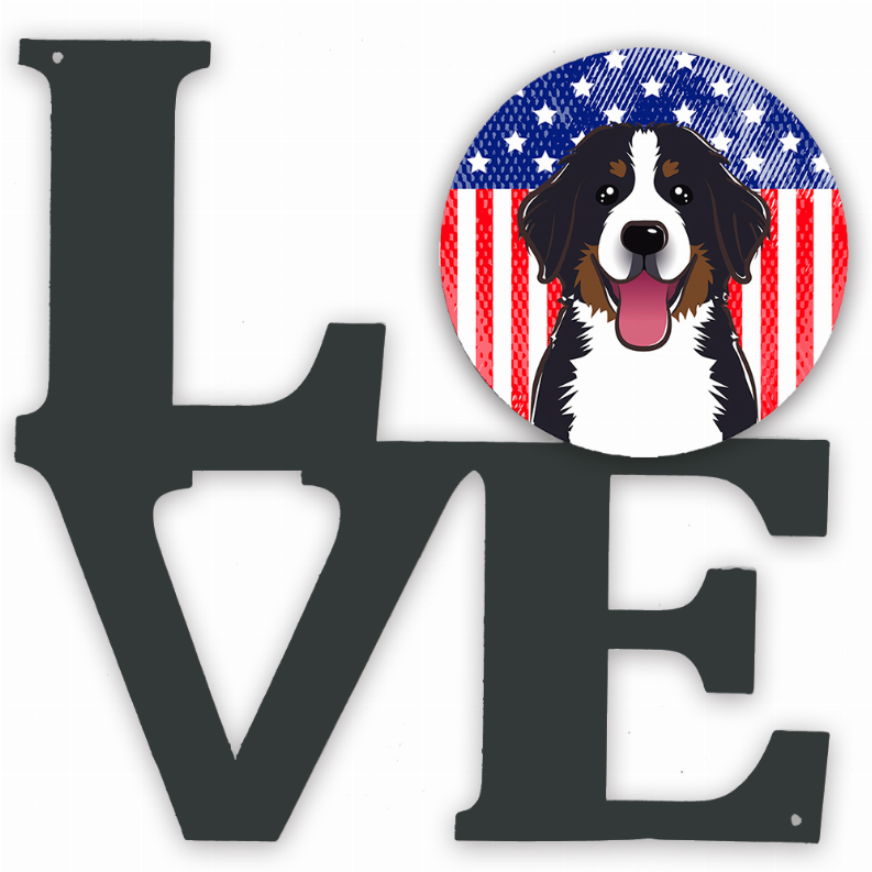 American Flag and Dog Face Metal Wall Artwork LOVE