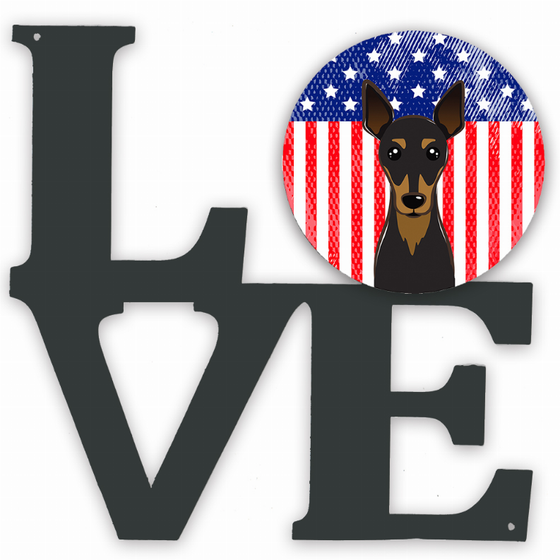 American Flag and Dog Face Metal Wall Artwork LOVE