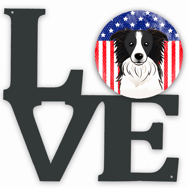 American Flag and Dog Face Metal Wall Artwork LOVE