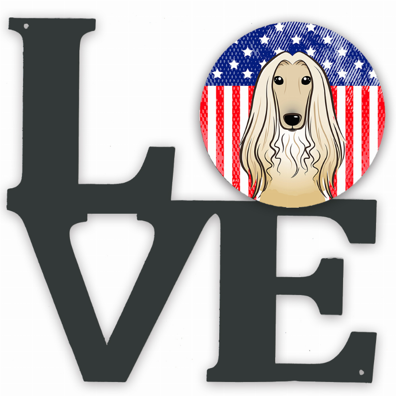 American Flag and Dog Face Metal Wall Artwork LOVE