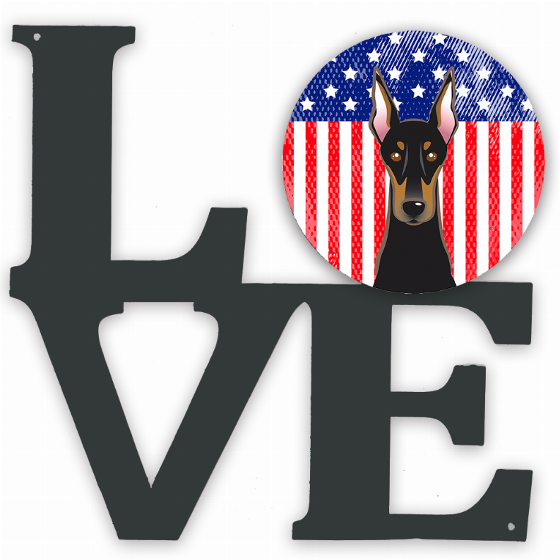 American Flag and Dog Face Metal Wall Artwork LOVE