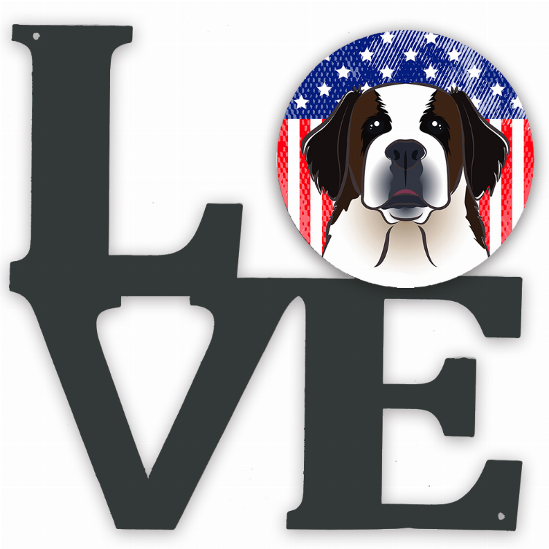 American Flag and Dog Face Metal Wall Artwork LOVE