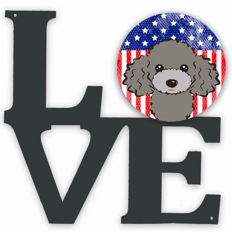 American Flag and Dog Face Metal Wall Artwork LOVE