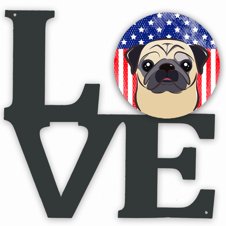 American Flag and Dog Face Metal Wall Artwork LOVE